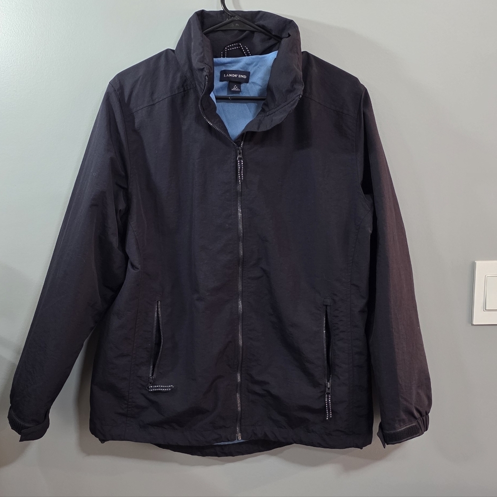 Lands' End Blue Windbreaker with Blue Lining